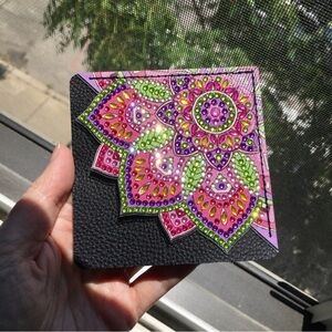 Diamond Art Lotus Flower Corner Bookmark, Colorful, Sparkly, Bling (PINK/PURPLE)